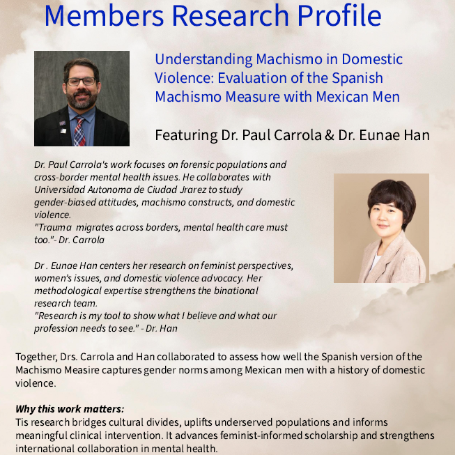 TAARC Newsletter: Members Research Profile — Evaluation of the Spanish version of the machismo measure with Mexican men who have a history of domestic violence